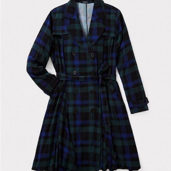 torrid Jackets & Blazers - Torrid Plaid Double-Breasted Trench Jacket / Dress size 2